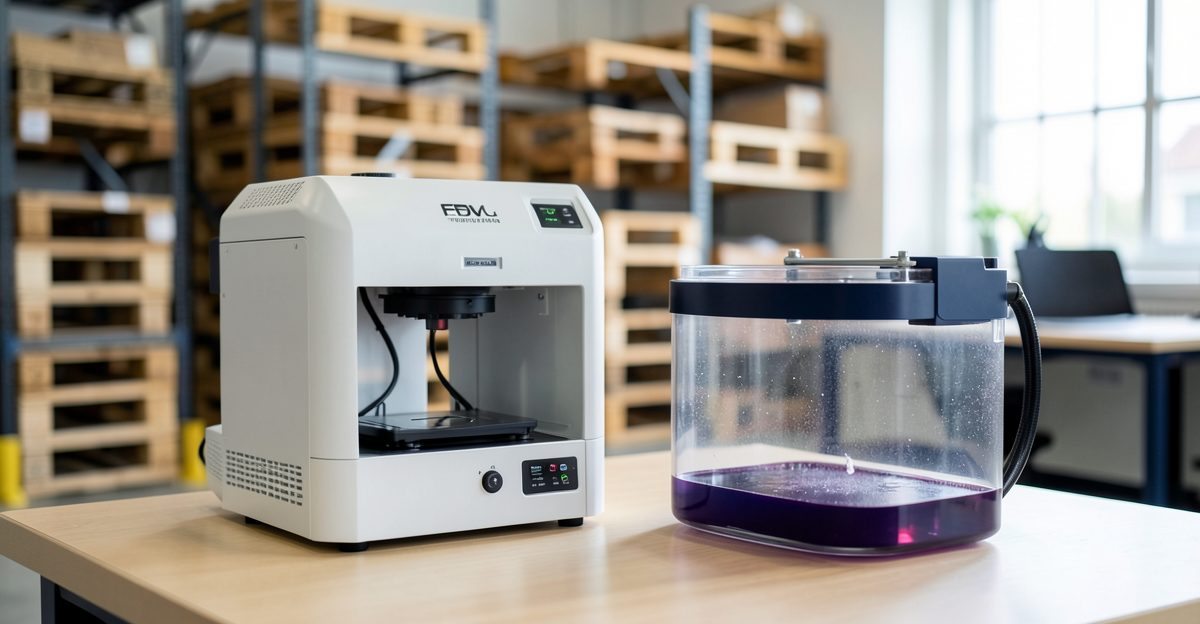 What 3D printing technologies do UK bureaus offer? - Thinglab UK 3D printing editorial illustration