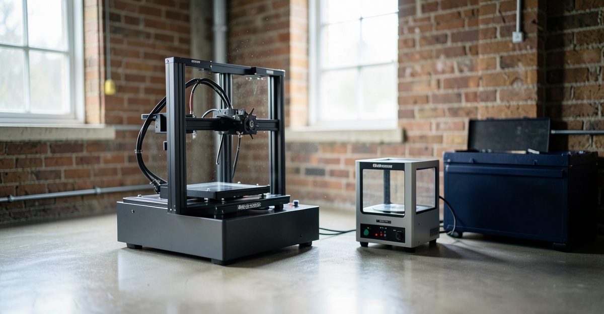 Which 3D printing technology should a UK buyer choose? - Thinglab UK 3D printing editorial illustration
